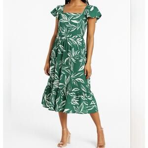 Meadow Rhodes Smocked Cotton Tropical Dress Plus Size 3X Green Watermelon White